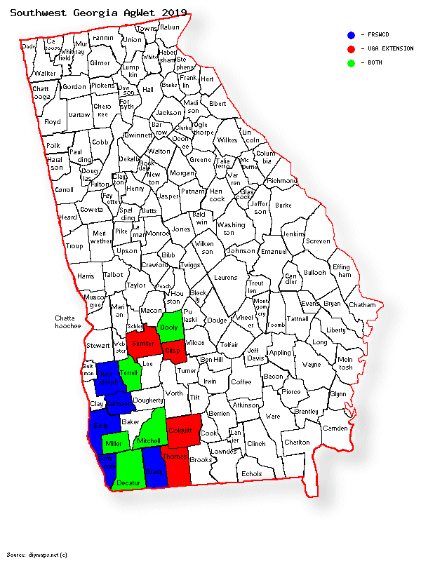 Figure 1: Counties involved in AgWET.