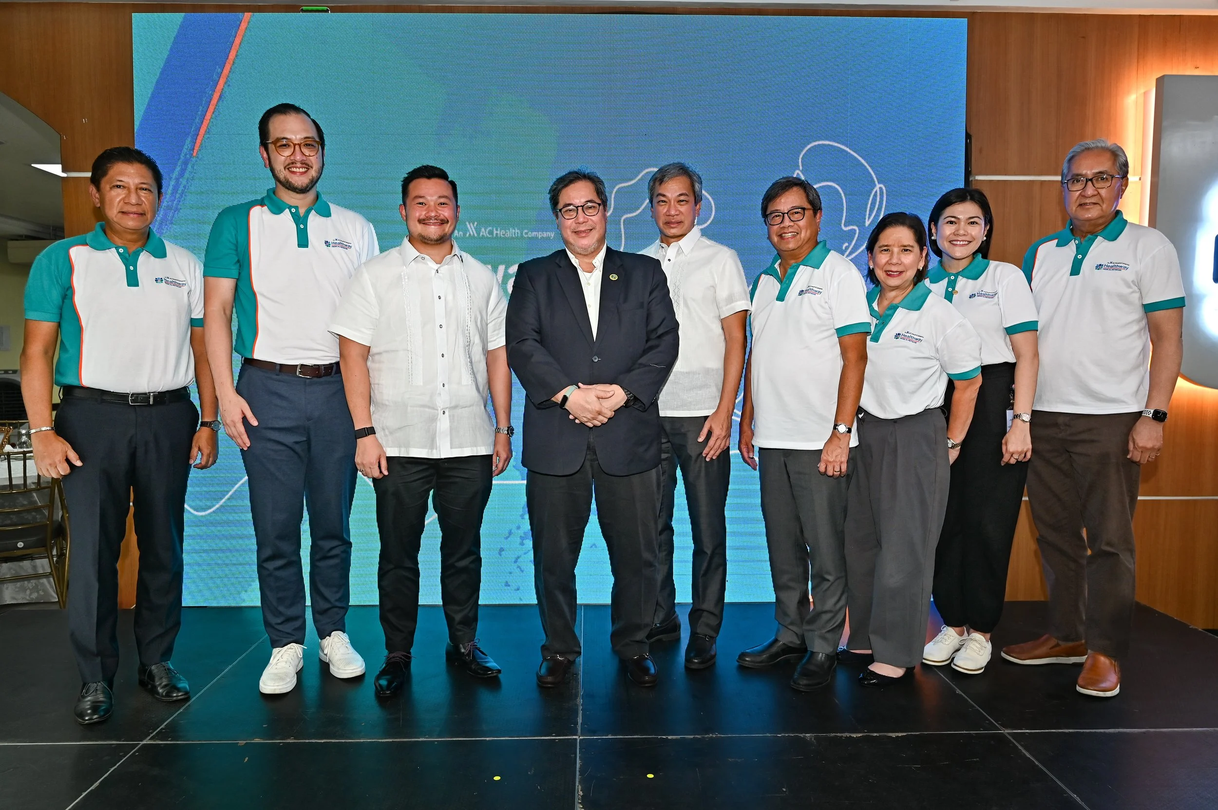   From L-R: Healthway Philippines Inc. President and Chief Executive Officer Mr. Jaime Ysmael, AC Health President and Chief Executive Officer Mr. Paolo Borromeo, Manila Congressman Hon. William Irwin Tieng, Department of Health Secretary Dr. Teodoro Herbosa, UP-PGH Medical Director Dr. Gerardo Legaspi, Ayala Corporation President Mr. Cezar Consing, QualiMed Health Network Group Chief Operating Officer, Ms. Margaret Bengzon, AC Health Chief Public Health Officer and Healthway QualiMed Manila Chief Operating Officer Dr. Ma. Carissa Alejandro, and AC Health Board Director Mr. Gerardo Ablaza  