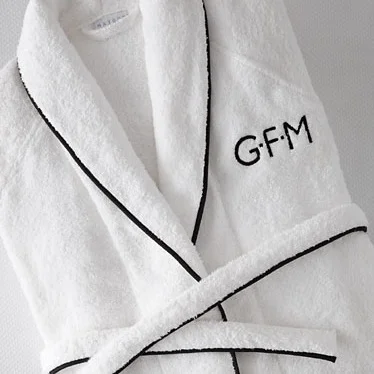 Luxurious unisex turkish cotton bath robes with custom Greencrest monogram. $125 each, or set of 2 for $225.