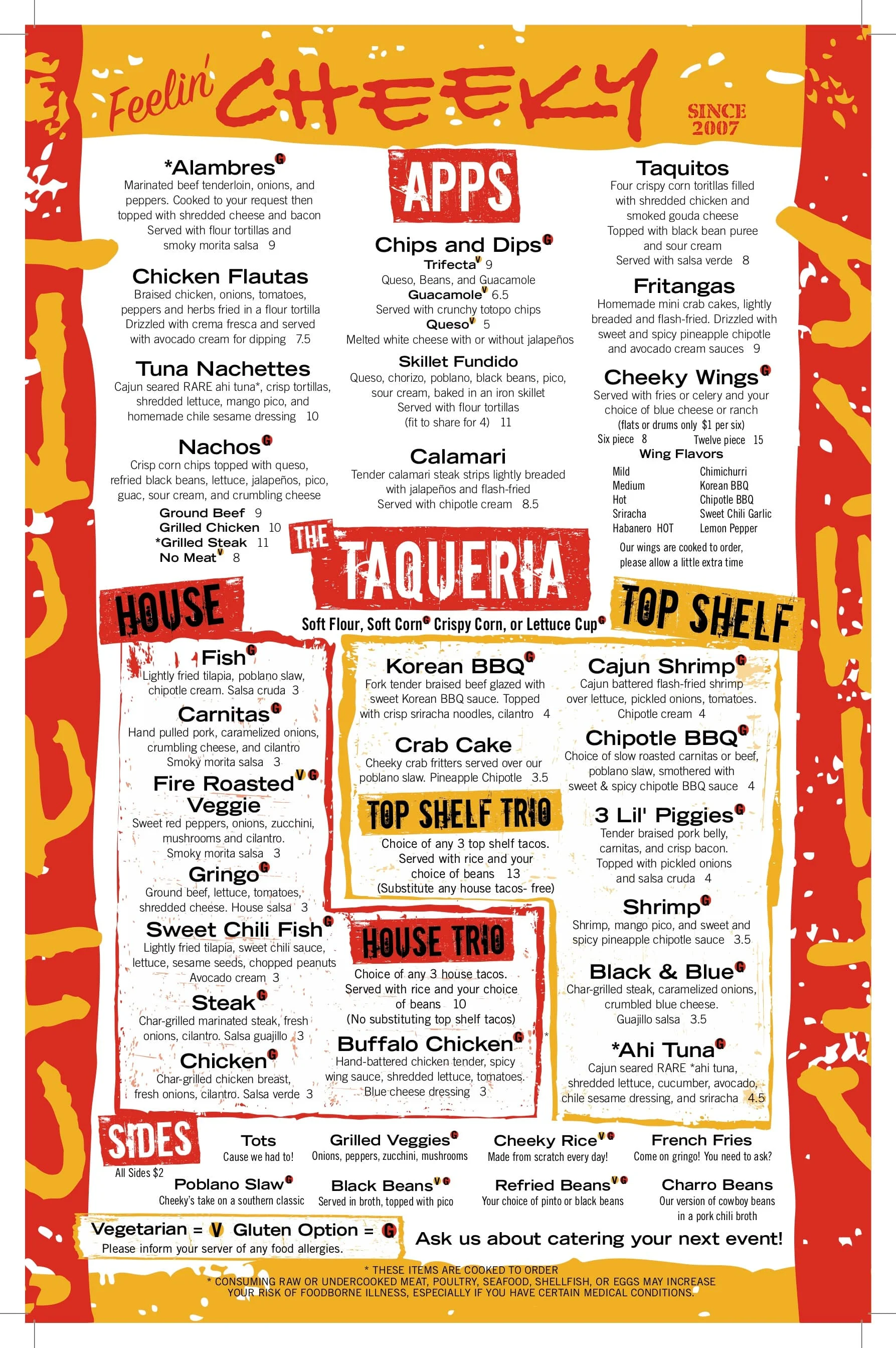 Cheeky Food Menus