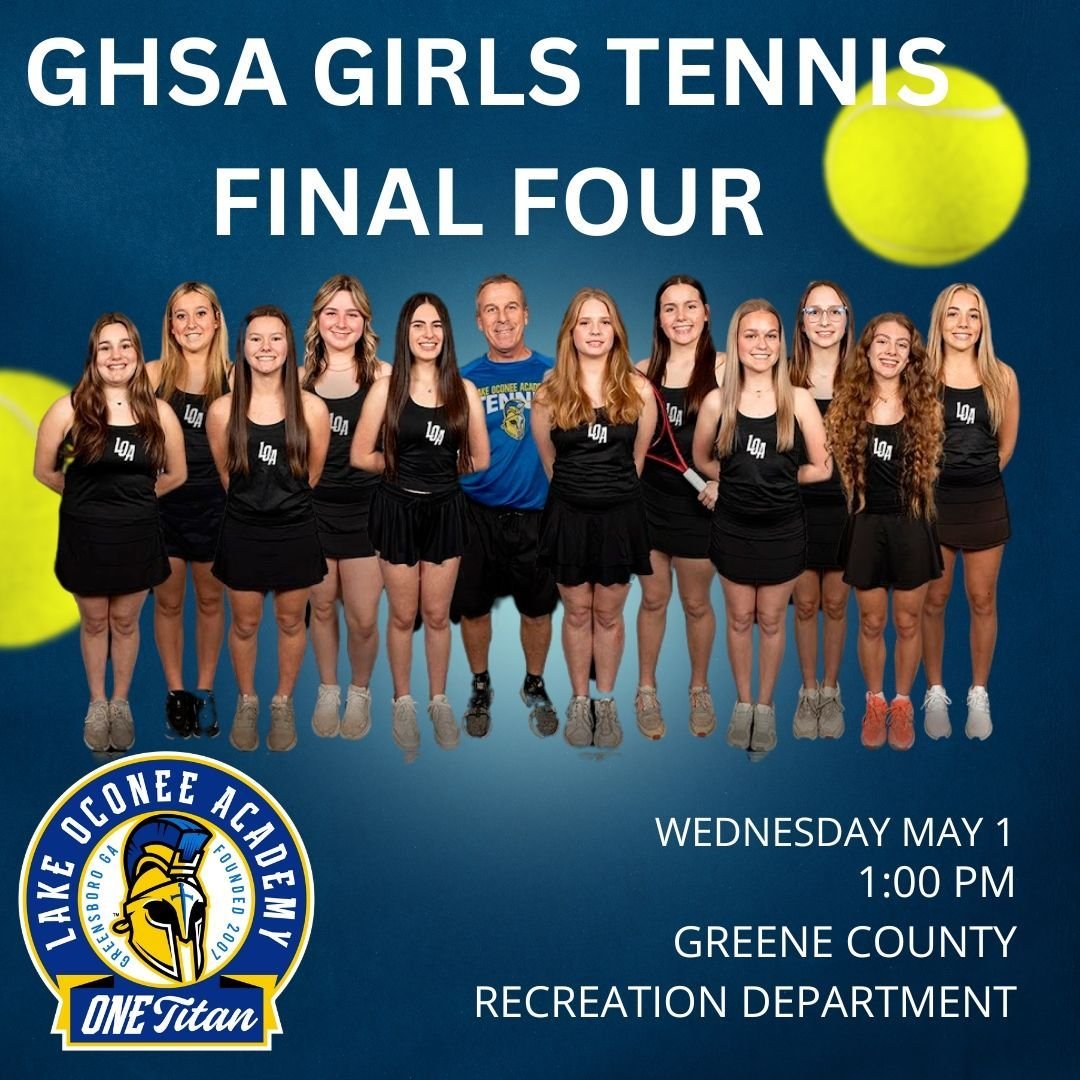 Let's go LOA girls tennis!  The Titans play Johnson County today in the Final Four.  They will play at 1:00 PM at the Greene County Recreation Department.  Come cheer them on if you can!  #ONETitan