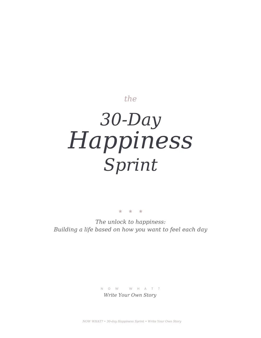 The cover of the 30-Day Happiness Sprint workbook