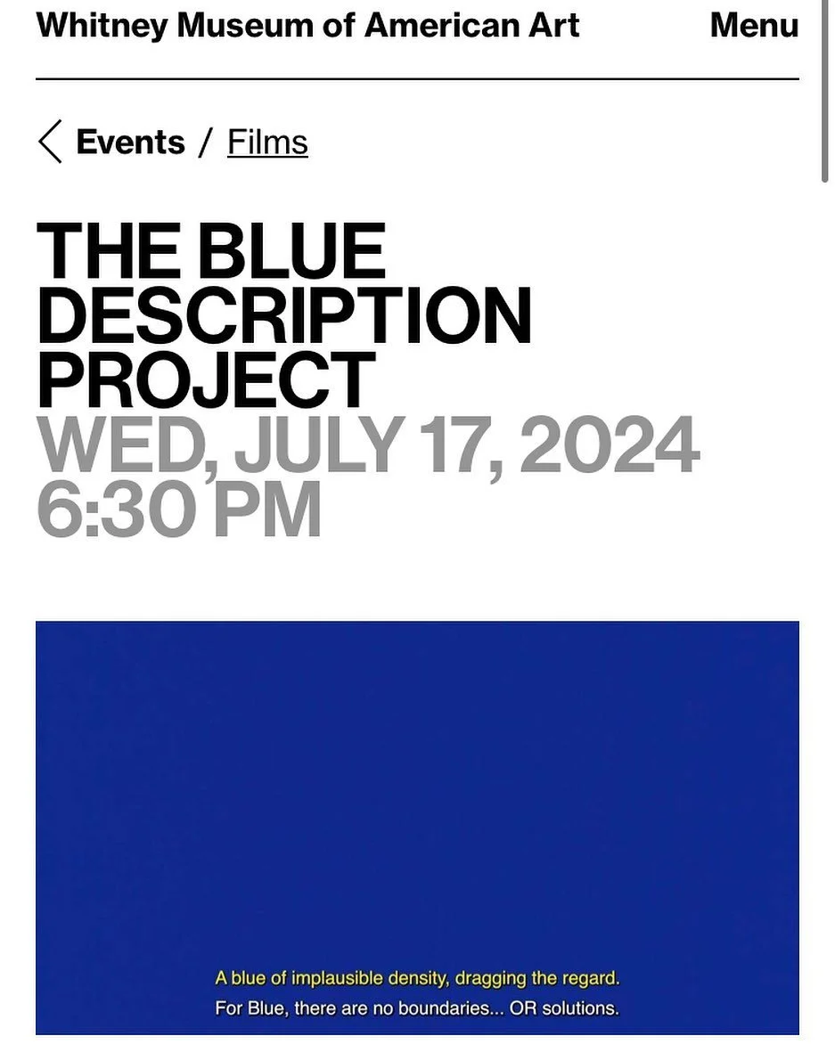 TONIGHT!! Wednesday July 17th at @whitneymuseum &mdash; Floor 3, Theater. 6:30pm

We are presenting our elastic, experimental, and expansive Blue Description Project (BDP), created in collaboration with Dr. Sarah Hayden (Voices In The Gallery). The p