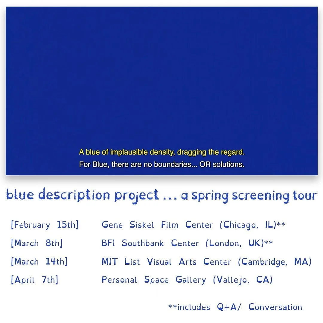 The Blue Description Project (BDP) Spring screening schedule commenced last week with a screening at @saic_cate ! Next up are screenings at @britishfilminstitute , @mitlistarts and @personal_________space 

Huge thank you to the individuals who share