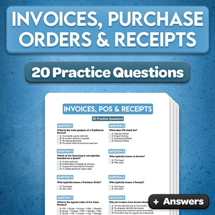 Invoices, Purchase Orders & Receipts Practice Questions