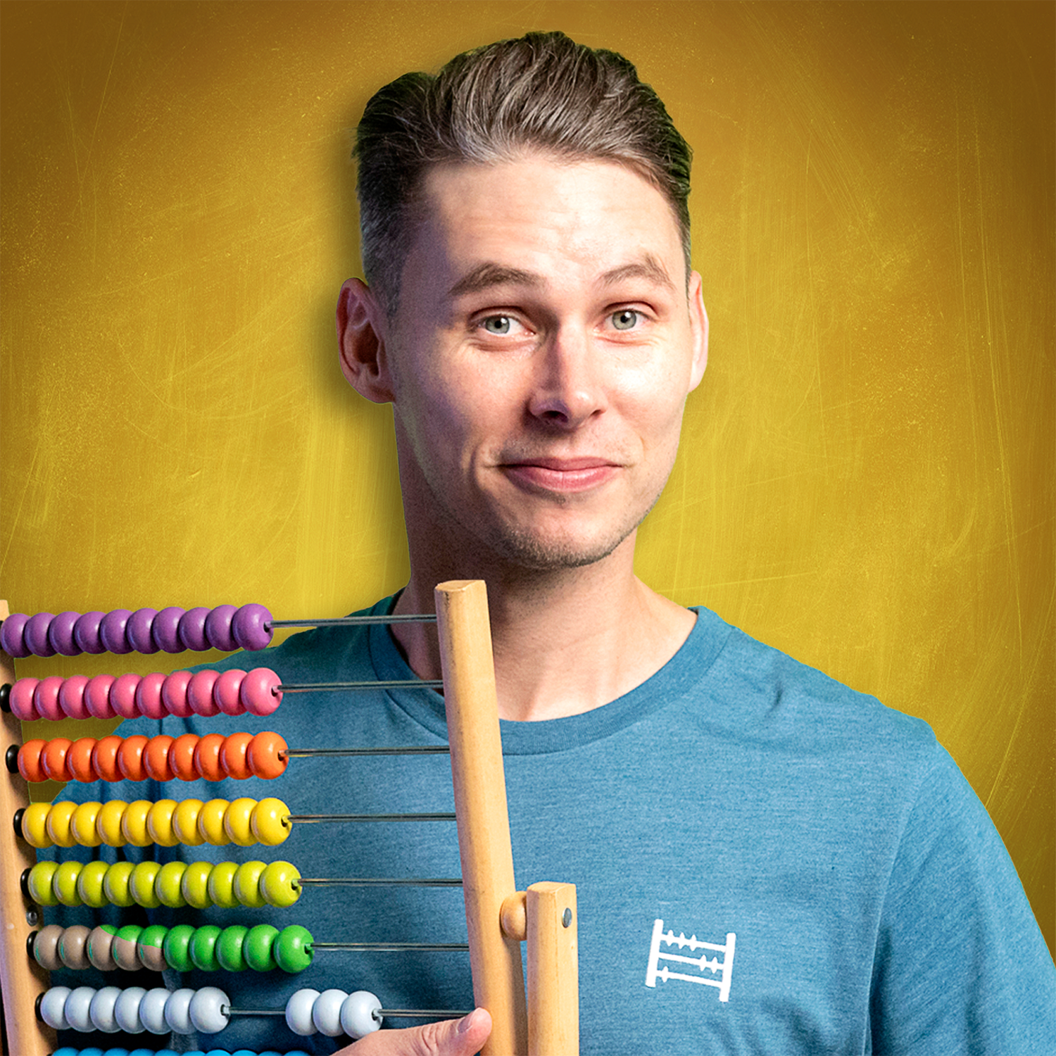 James, qualified accountant and creator of Accounting Stuff, holding a colourful abacus.