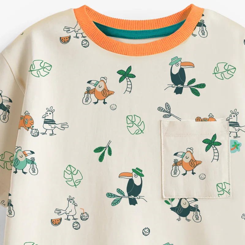 Zoom-T-shirt-beige-motifs-oiseaux-tropicaux-enfant-souris-mini-jpeg.webp