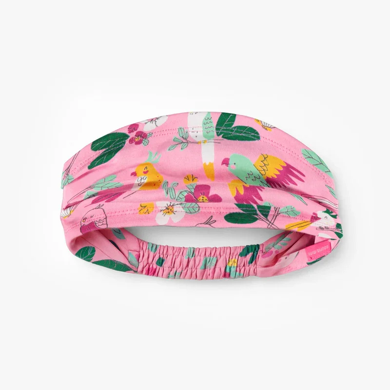 Pink headband with tropical all over print