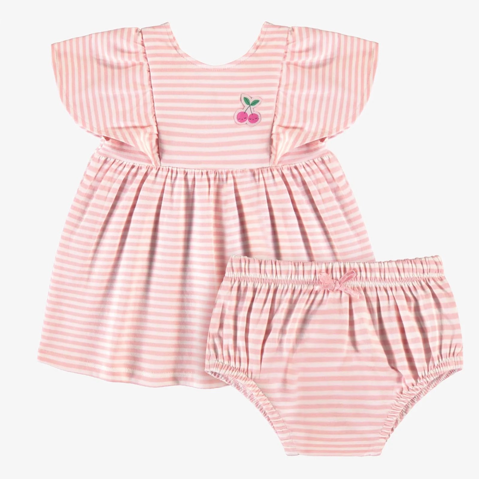 Pink and Cream Striped Jersey Dress