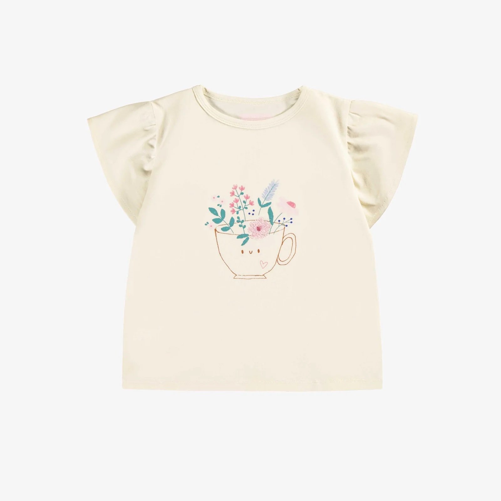 Cream Tea Cup Ruffle Tee