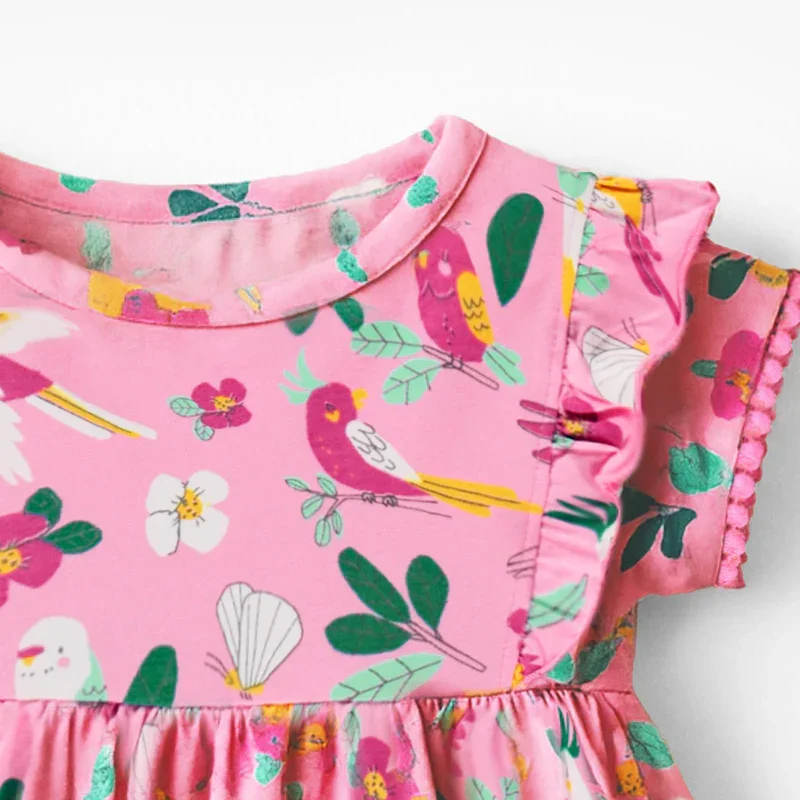 Zoom-Robe-rose-motifs-tropicaux-bebe-souris-mini-jpeg.webp