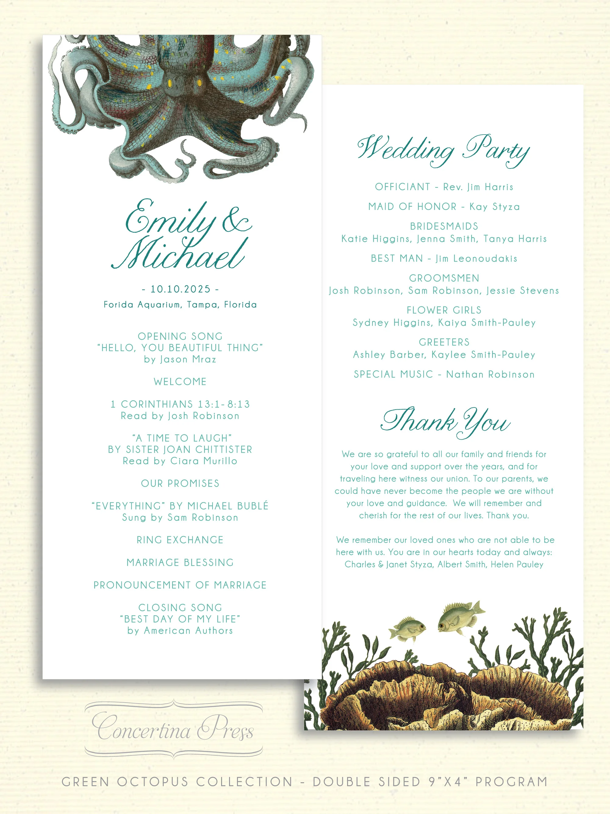 Octopus-Program-for-an-Aquarium-Wedding-from-Concertina-Press-made-in-the-USA.jpg