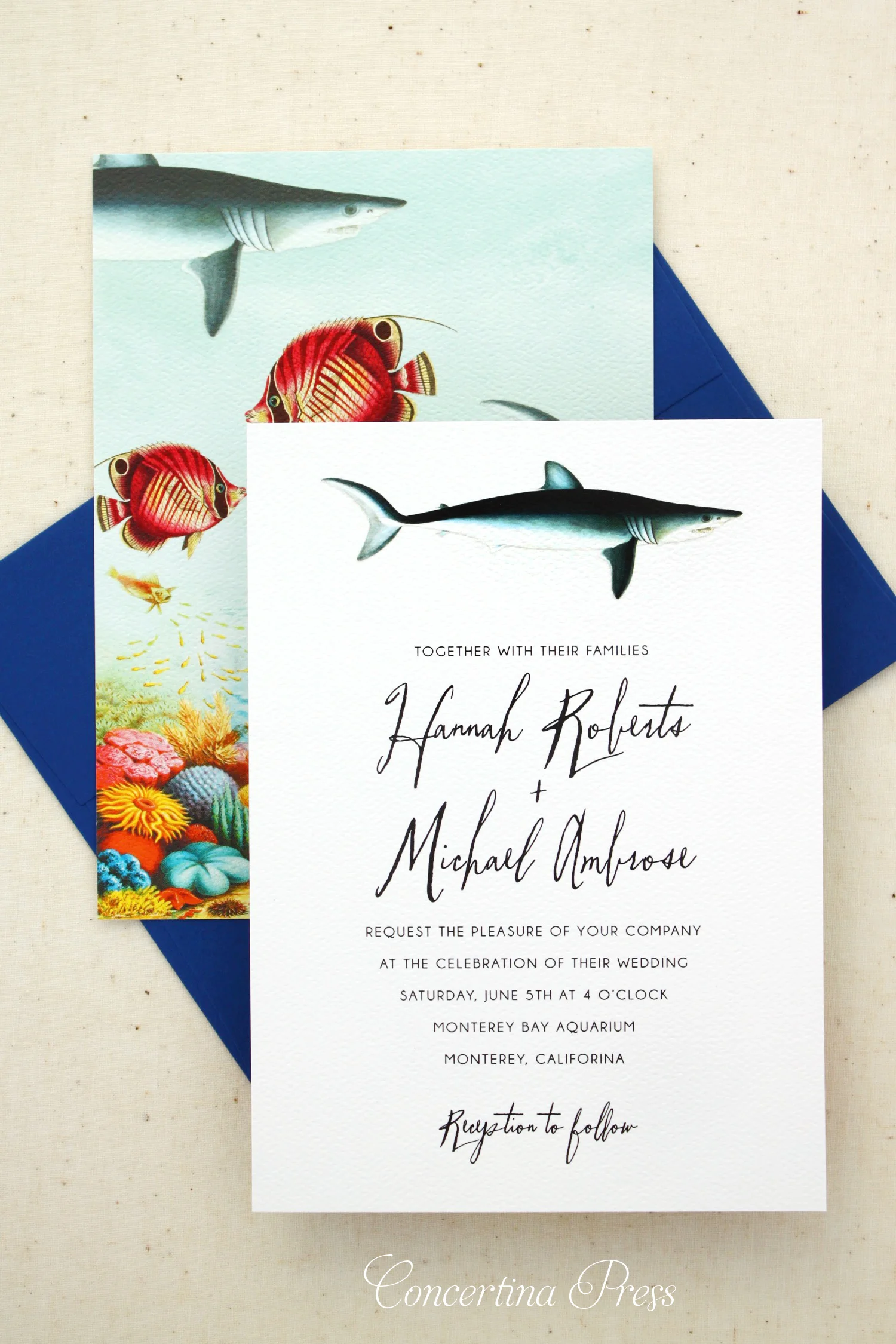Shark Wedding Invitations Aquarium Wedding Invitations from Concertina Press - 2.jpg
