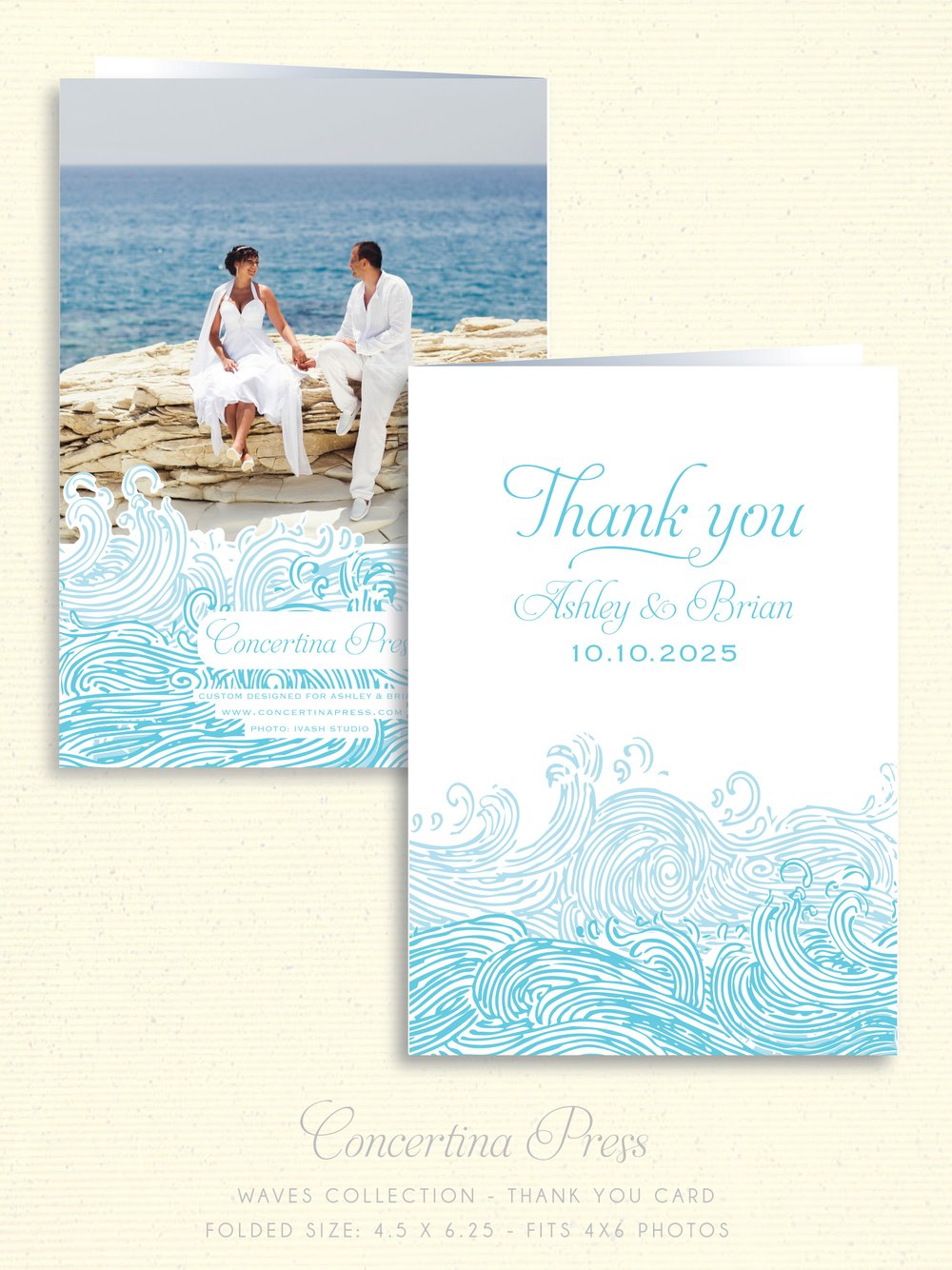 Waves Thank You Cards — Concertina Press | Nautical Wedding Invitations