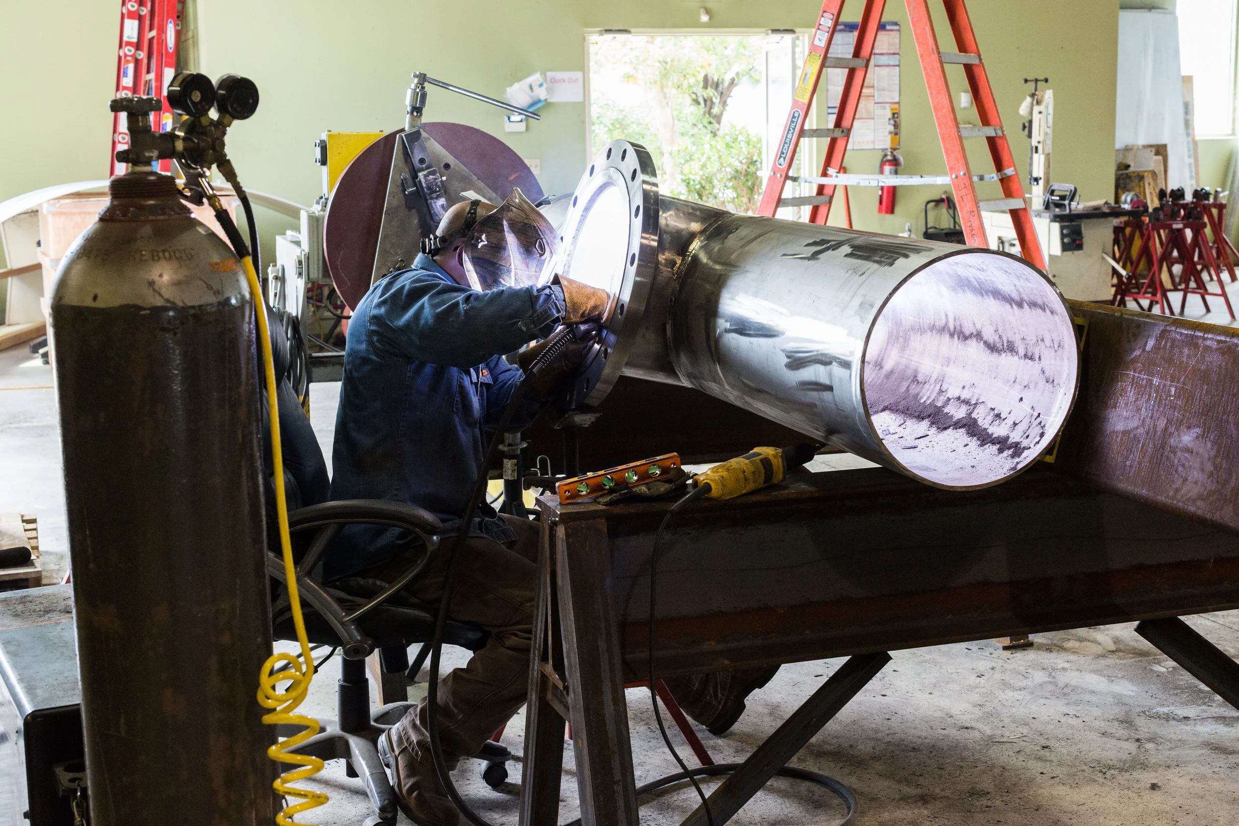 Industrial metal fabrication welding by JL Bryson Inc. stainless steel welding work in progress
