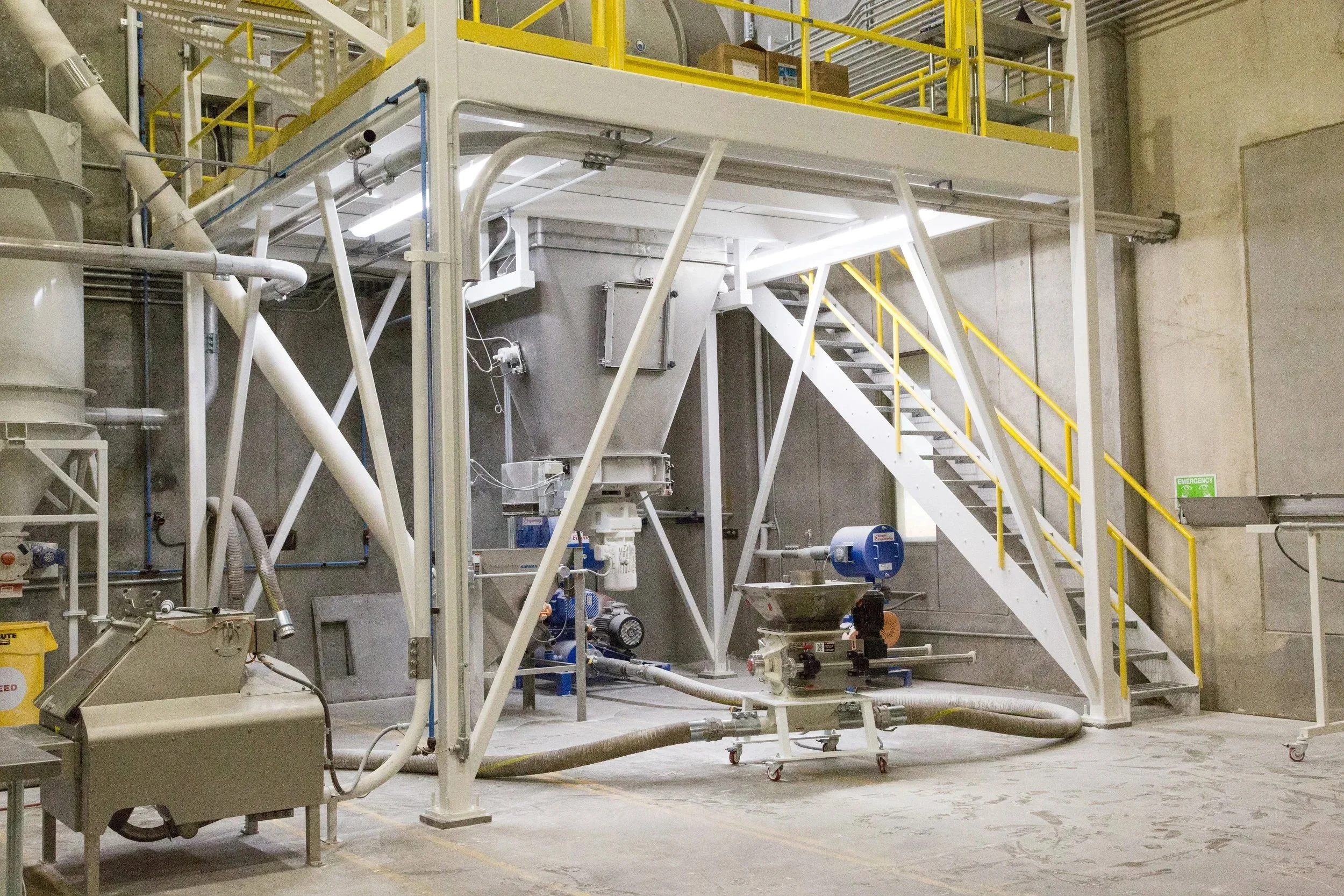 Flour mill industrial construction and safety railing installation by JL Bryson Inc.