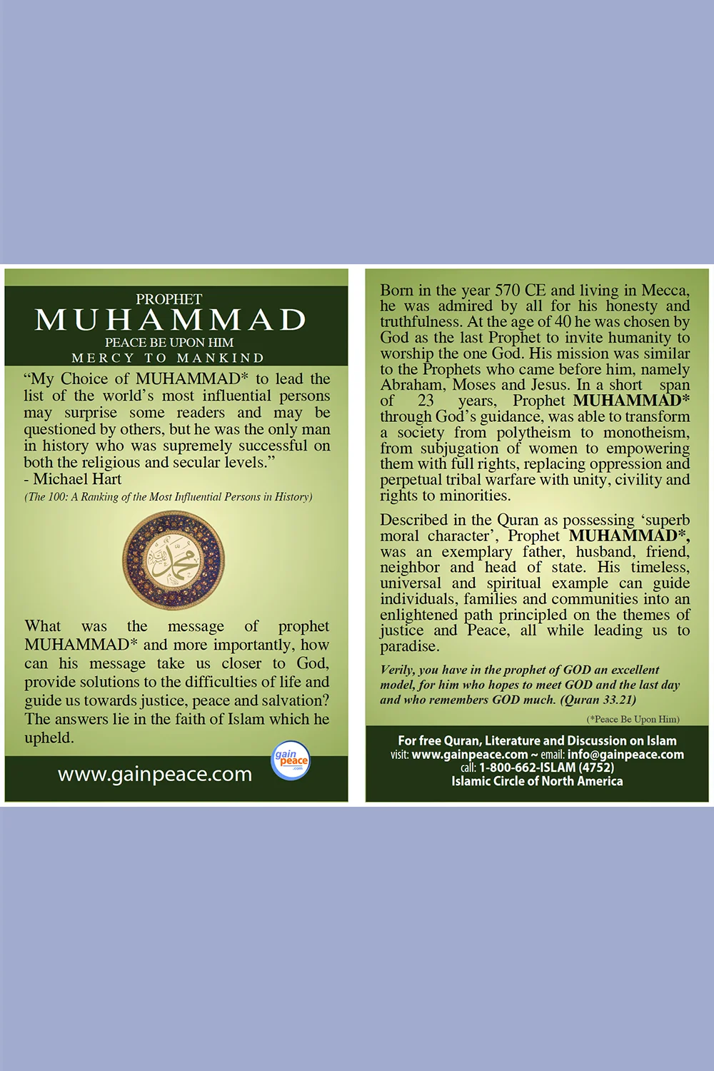 Prophet Muhammad - Minute Card (100)