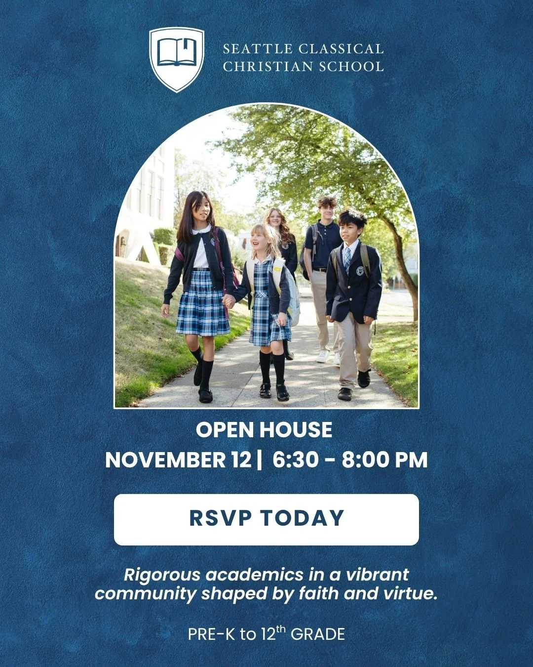 See how rigorous academics and Christ-centered formation come together at Seattle Classical Christian School. Join us on November 12 from 6:30 - 8:00 pm to discover how we&rsquo;re preparing students to think clearly and live faithfully.

#classicalc