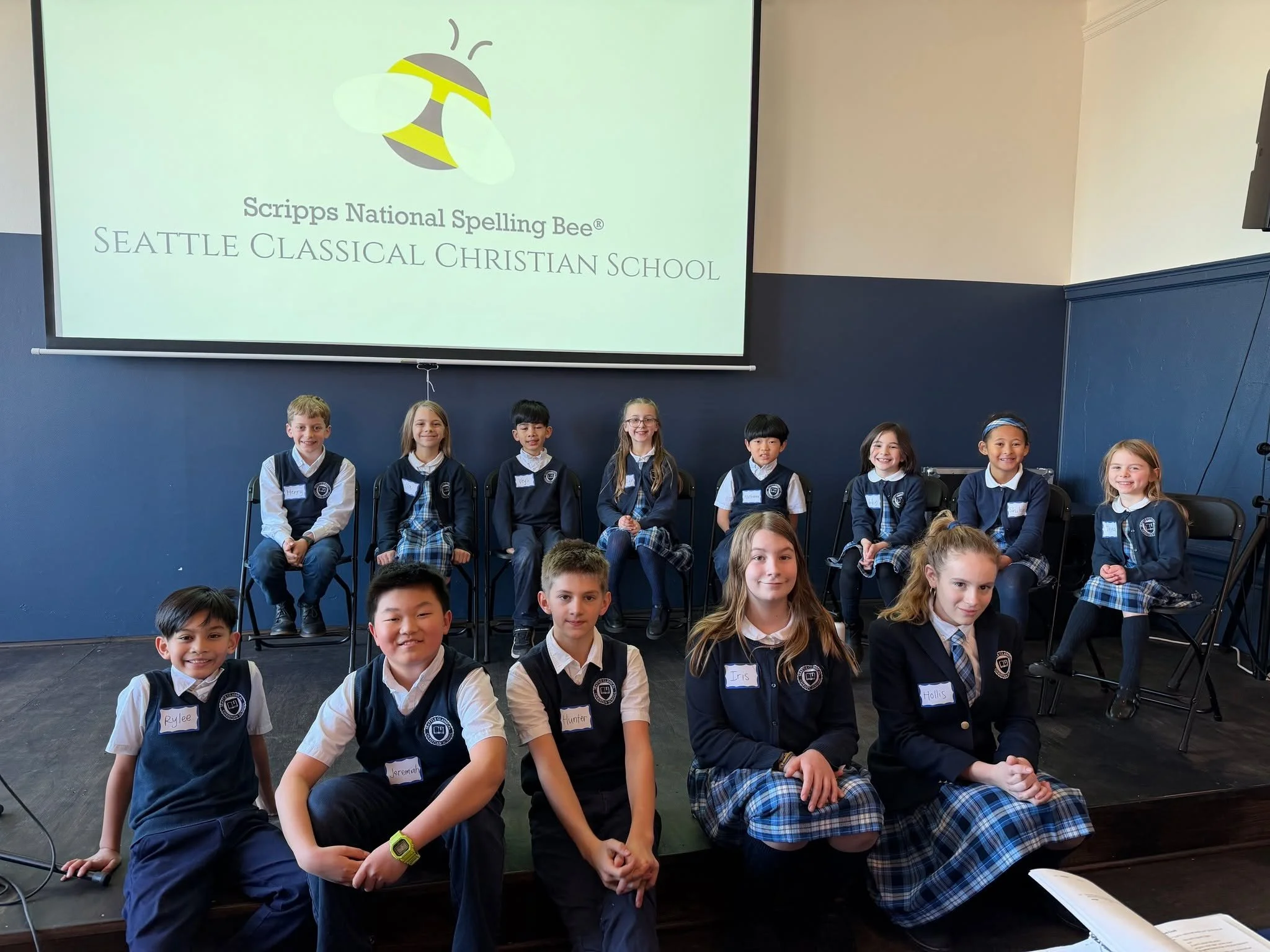 We are so proud of all 16 class champions represented in the SCCS School Spelling Bee, and especially Nathanael K. (winner of the 1st-4th Bee) and Jeremiah K. (winner of the 5th-8th Bee). All students demonstrated great poise, focus, and diligence. I