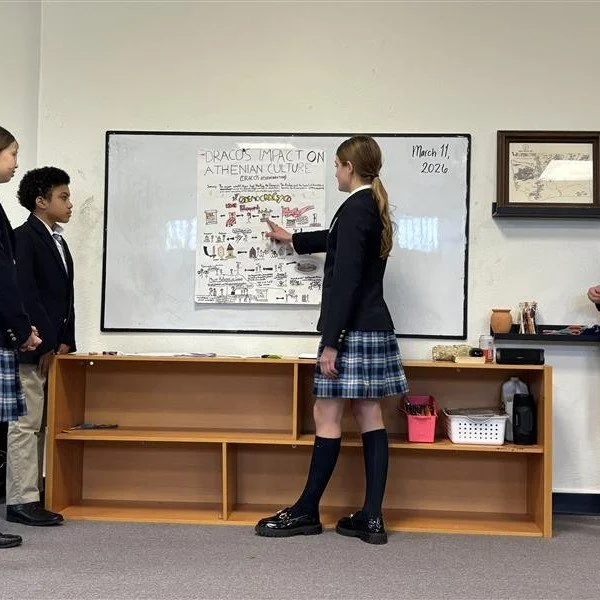 7th Grade students presented visual summaries of different Athenian constitutions. Each group examined the leader who initiated the reforms, the specific changes that were enacted, who benefited from them, and the broader effects on Athenian society.