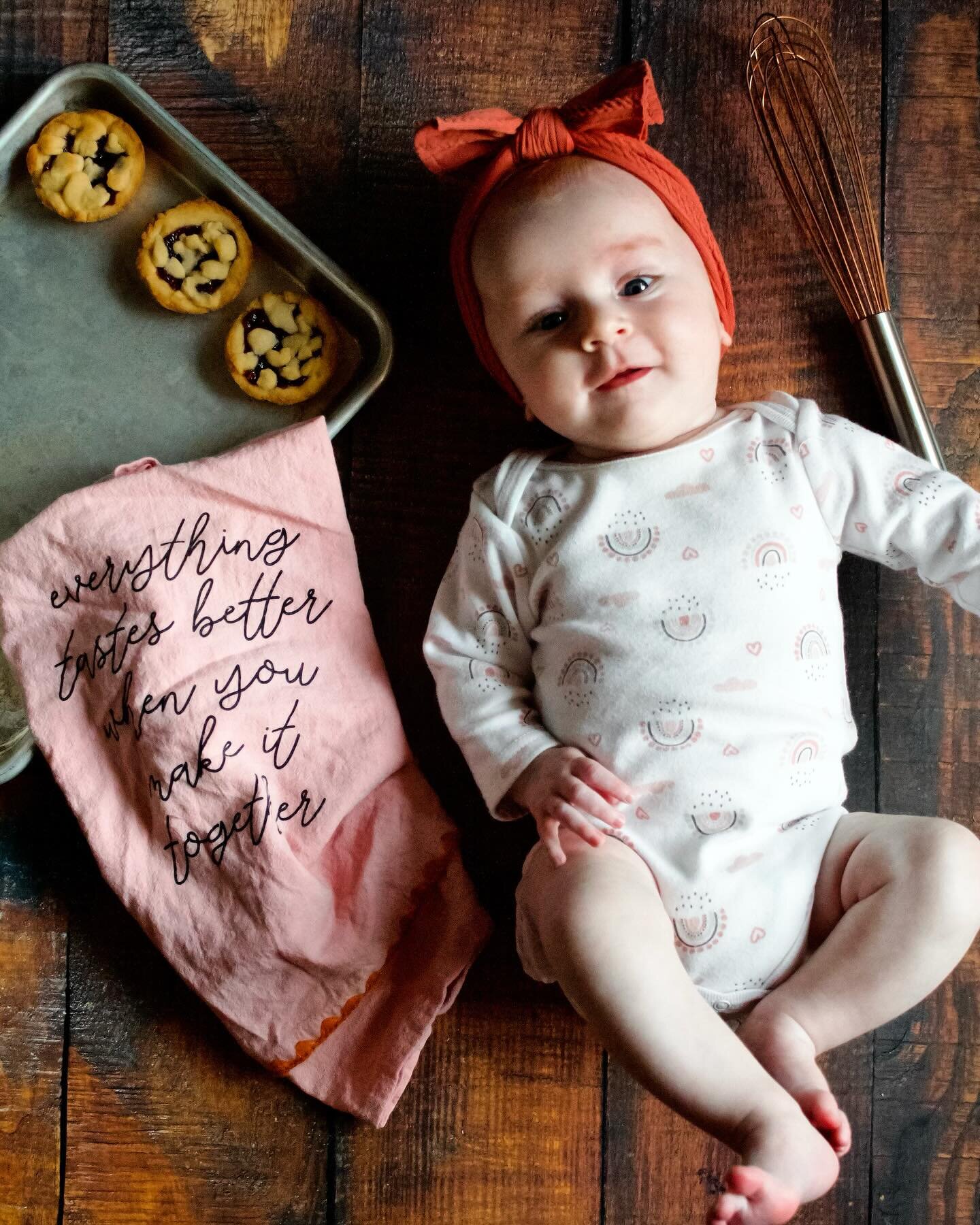 Three raspberry crumble cookies for this three-month-old cutie! She is our little firecracker, keeping us on our toes. So many smiles and giggles and also plenty of tears. And she LOVES big sissy (she helped me get all the smiles you see here&mdash;y