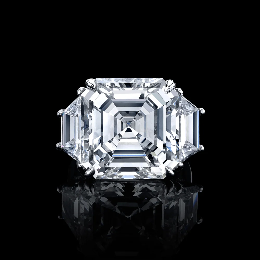 15.34ct Asscher Cut Center Diamond K VS2 Ring