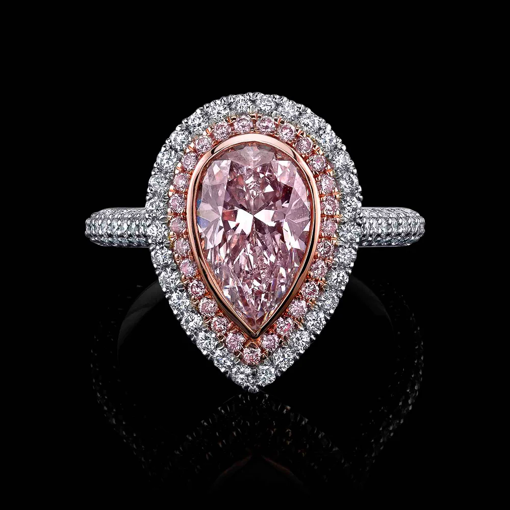 2.18 VLP SI1 Large Pink Pear Shape Diamond Ring