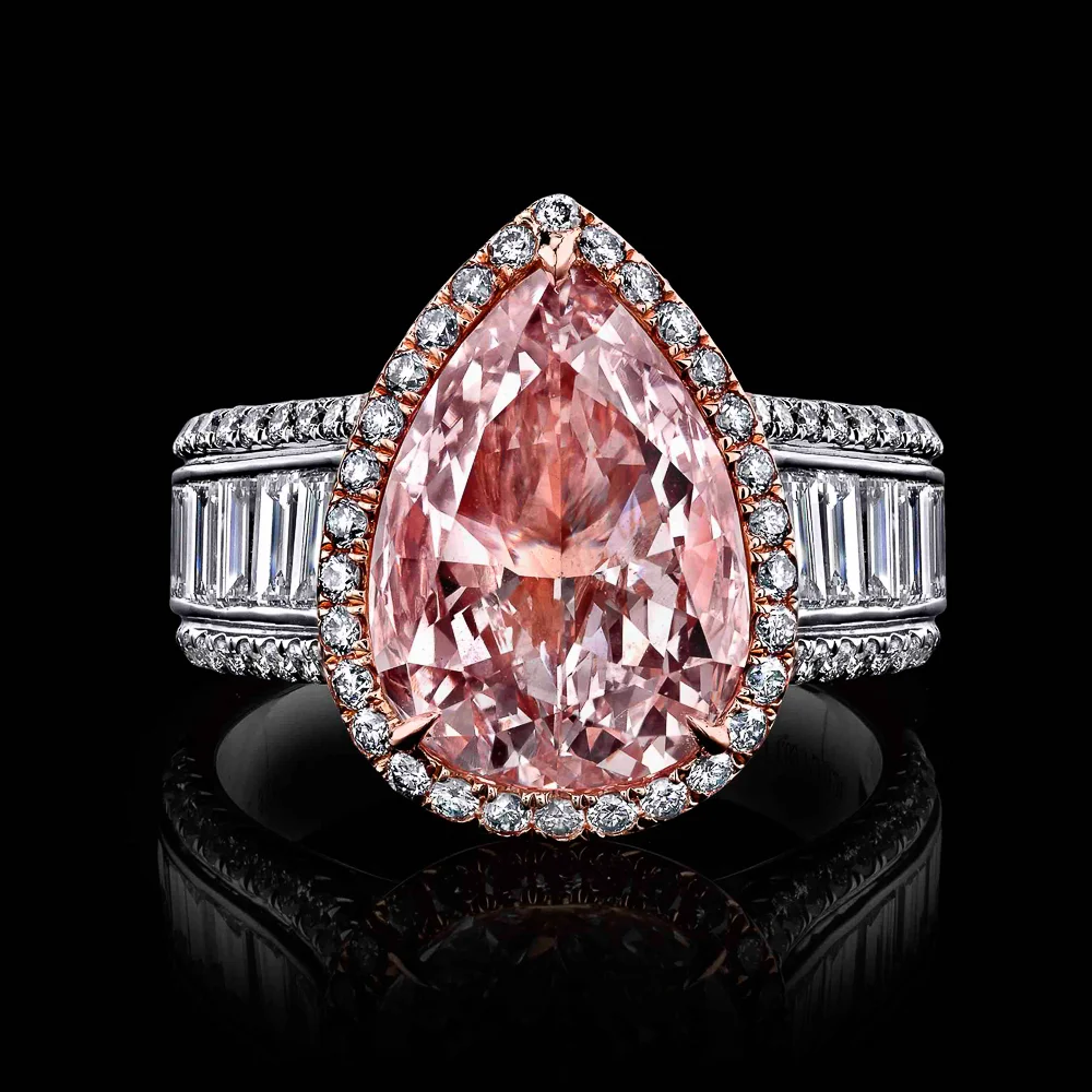 3.00ct Pear Shape FLP VS2 Pink Diamond Ring