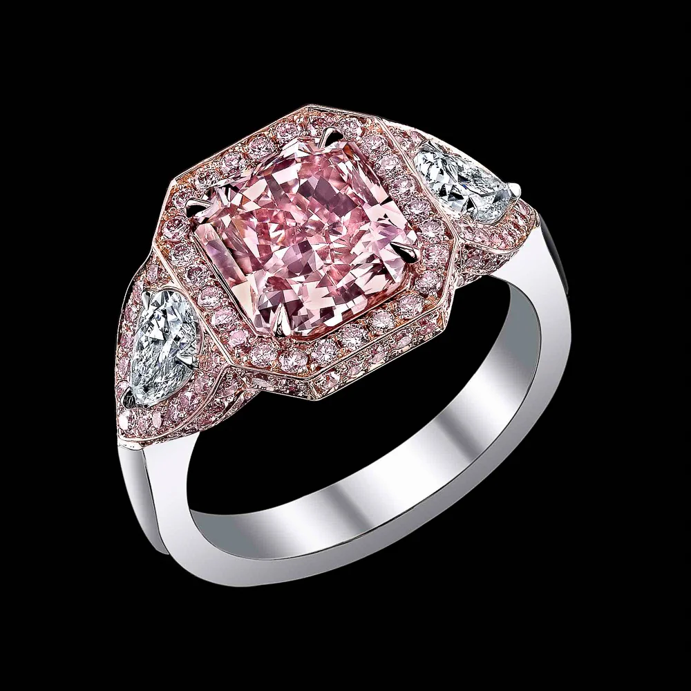 3.25ct fancy intense pink radiantset in platinumand 18K rose gold ring.jpg
