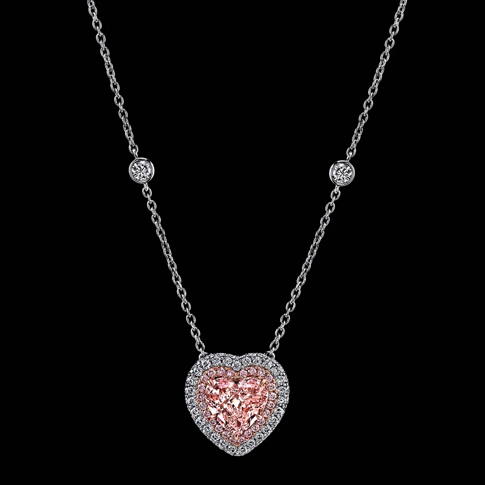 2.06ct Pink Diamond Heart LP VS2 Necklace