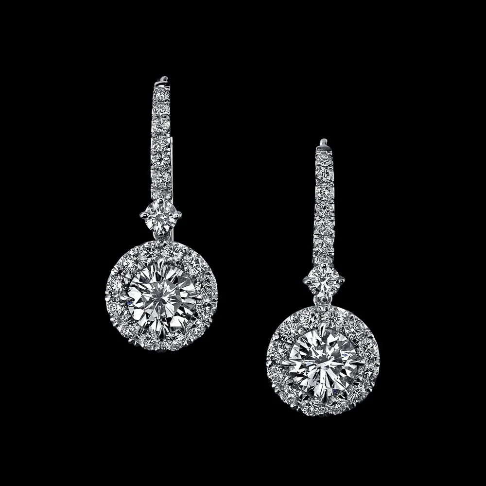 Round Brilliant Drop Diamond Earrings