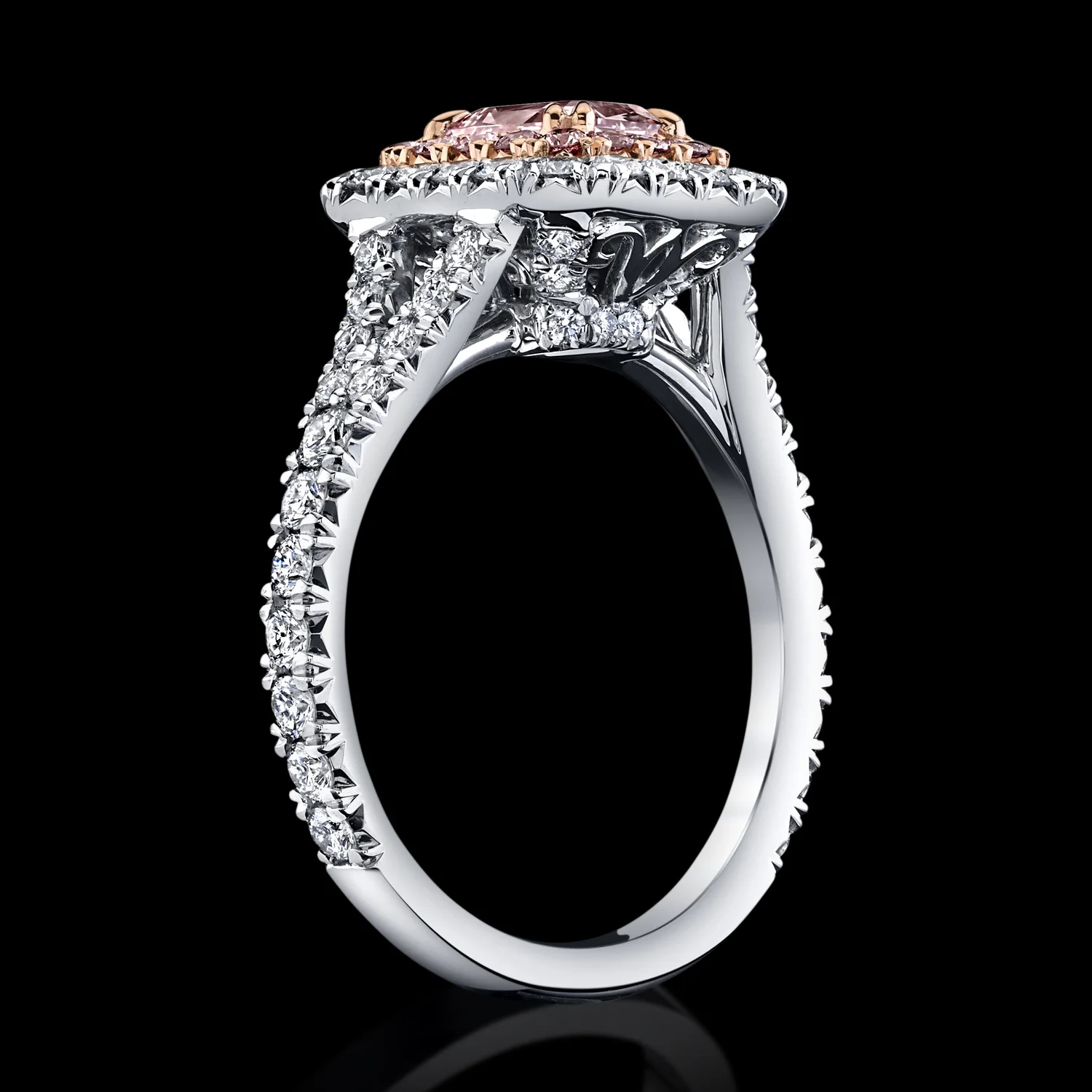 0.77ct Radiant Fancy Intense Pink Diamond Ring — RAIMAN ROCKS