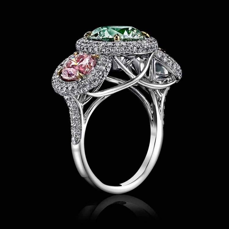 5.04ct+BR+Mix+Green and Pink Diamond Ring+sideview.jpg