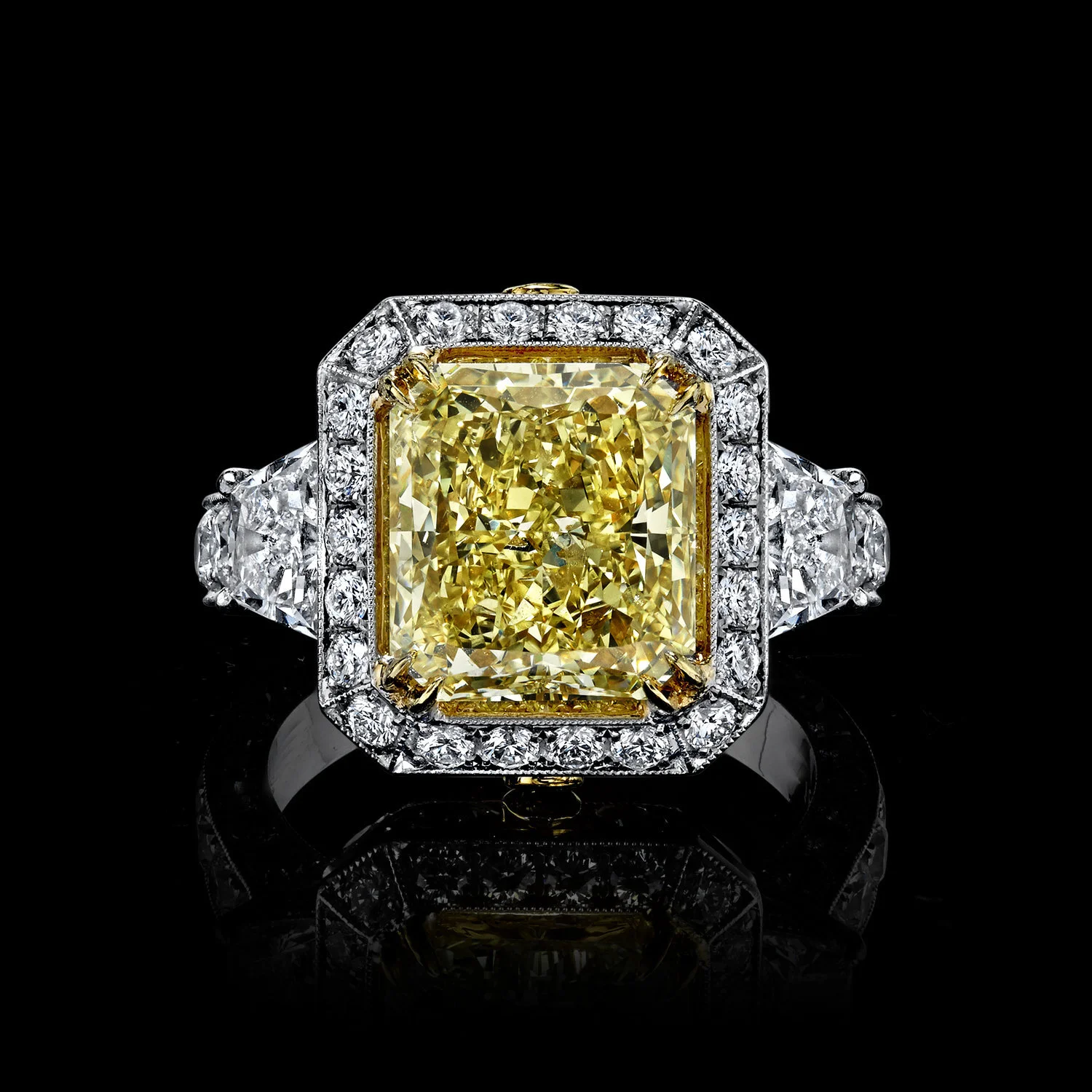 5.07ct Radiant Fancy Yellow Diamond Ring