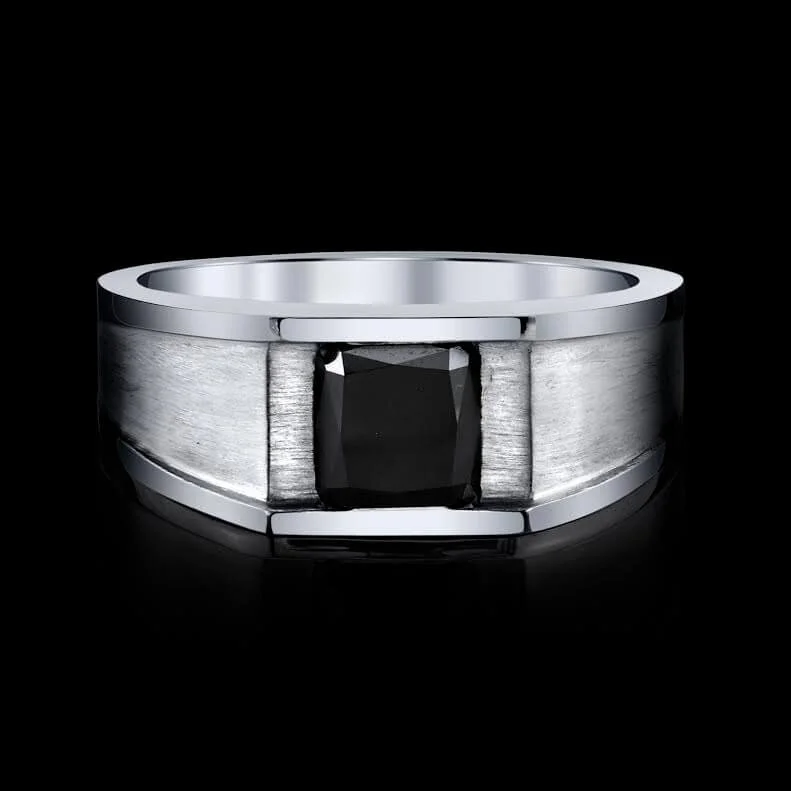 2.45CT RADIANT FANCY BLACK MEN'S RING