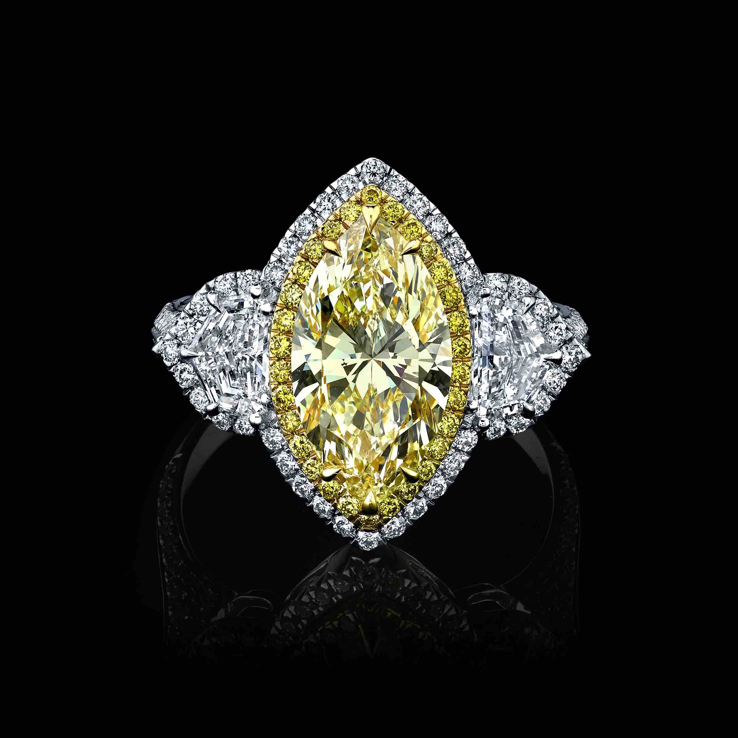 2.30ct Marquise cut U-V Diamond Ring - Style # RR-144 