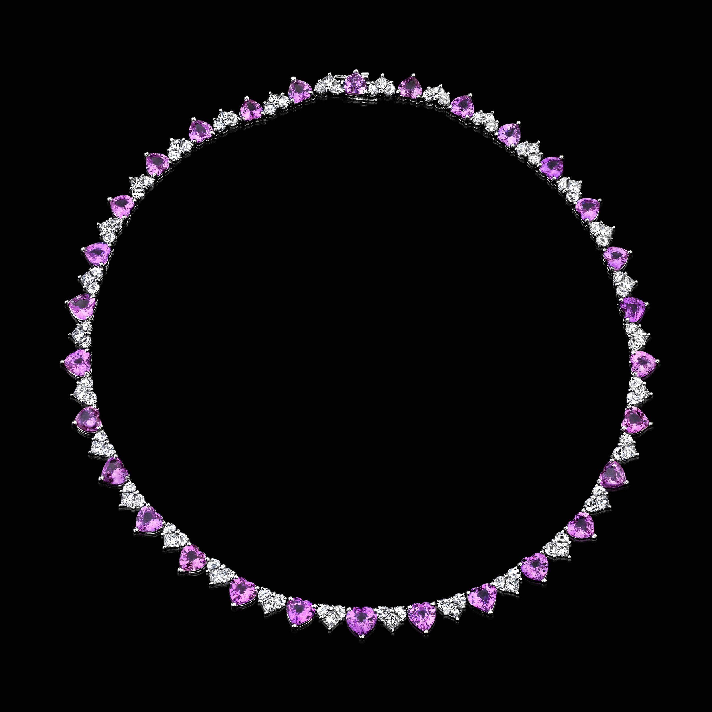 29.27cttw Pink Sapphire &amp; Diamonds Necklace - Style #RNK-017 (Copy)