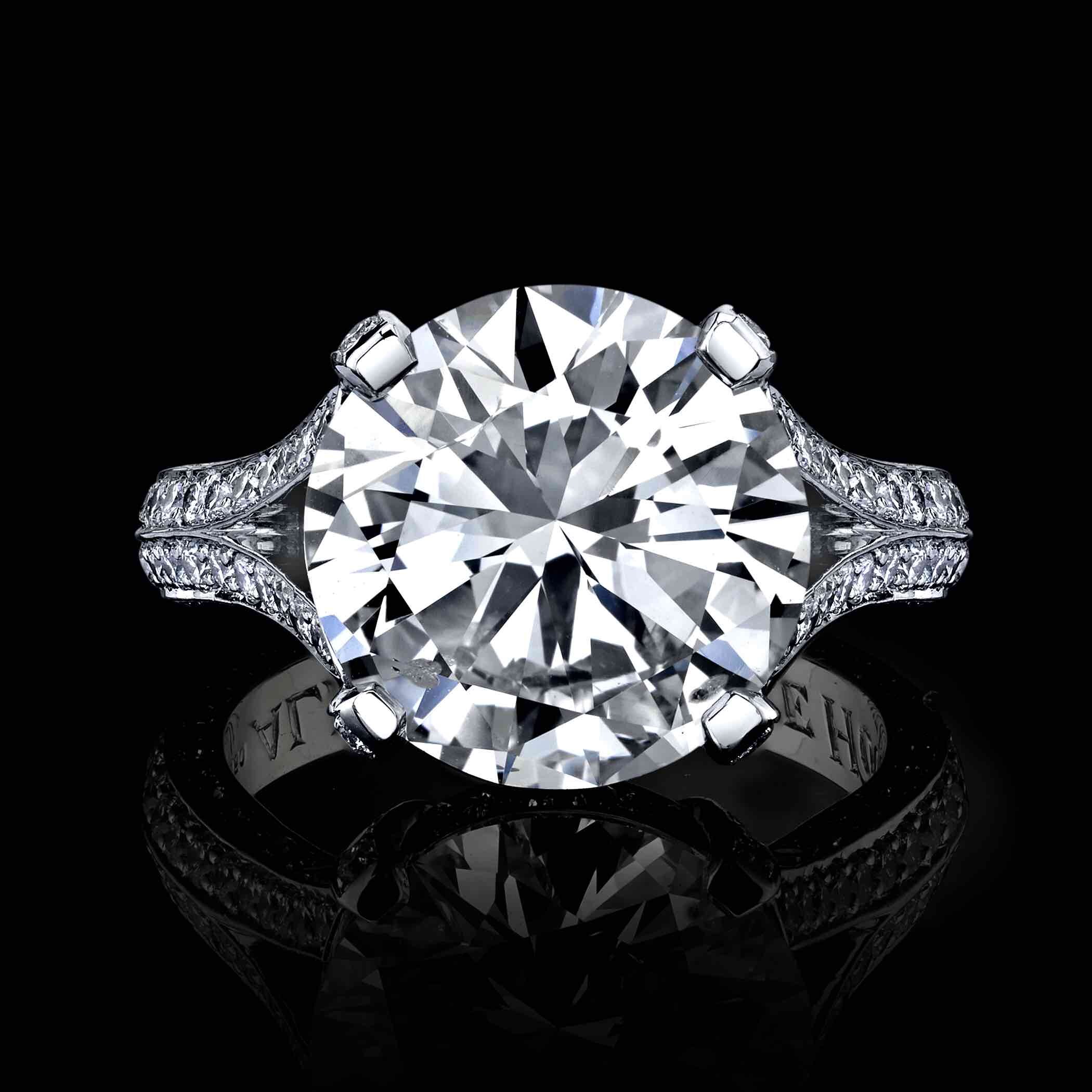 GIA certified 6.31ct Round Brilliant Diamond ring Style # RR-154 