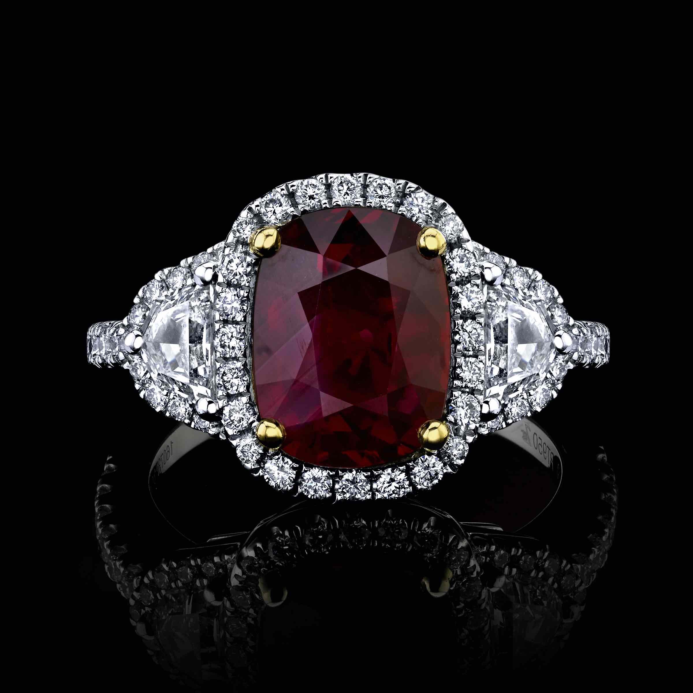 Certified Unheated 3.01ct Ruby &amp; Diamond Ring Style #RR-149 