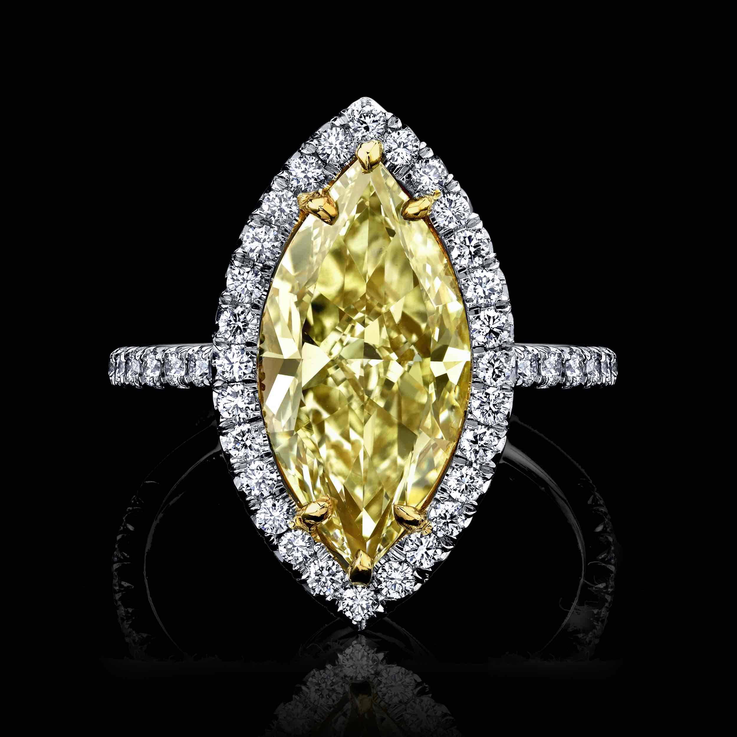 EGL certified Fancy Yellow  3.07ct Marquise diamond Style #RR-146 