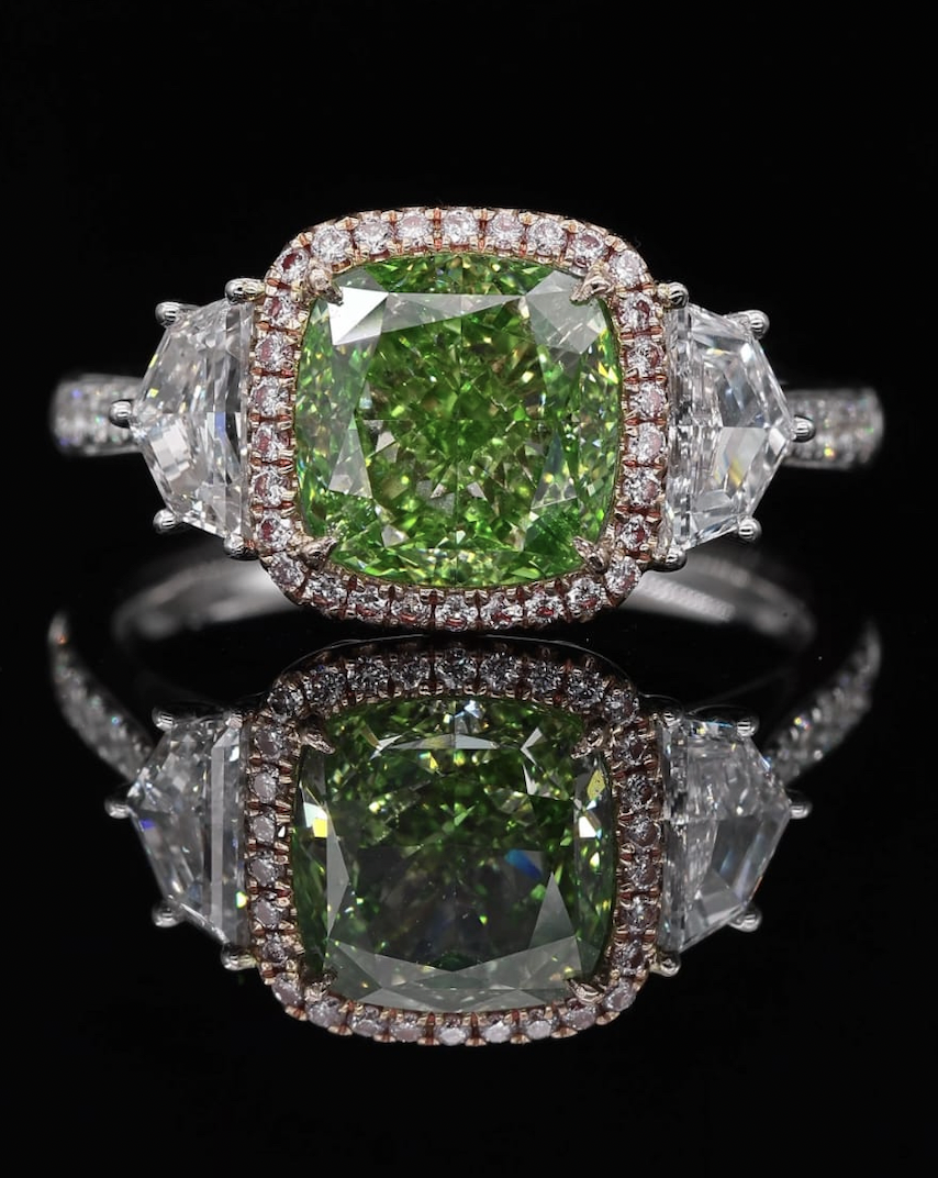 3.01ct Cush FBGY VS1 Natural Diamond Ring - Style # R9093