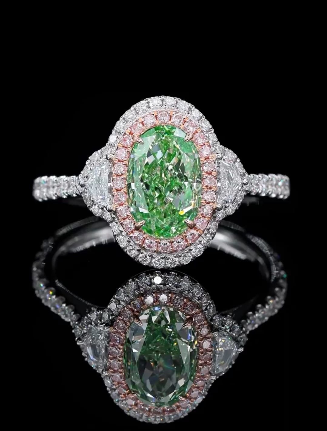 2.01ct Natural Oval Green Diamond Ring - Style #9123