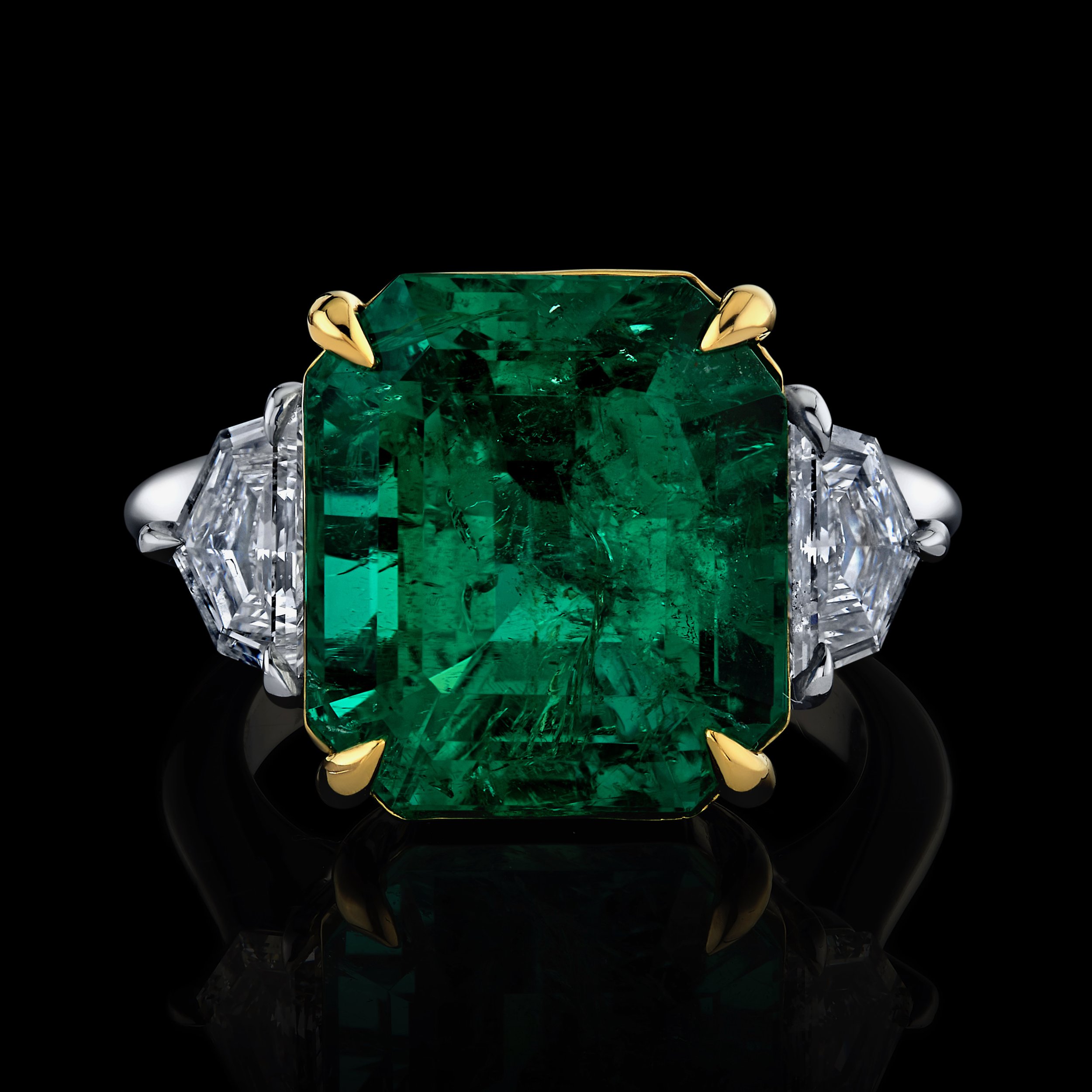 9.49ct Colombian Emerald and diamonds ring - Style #R9086