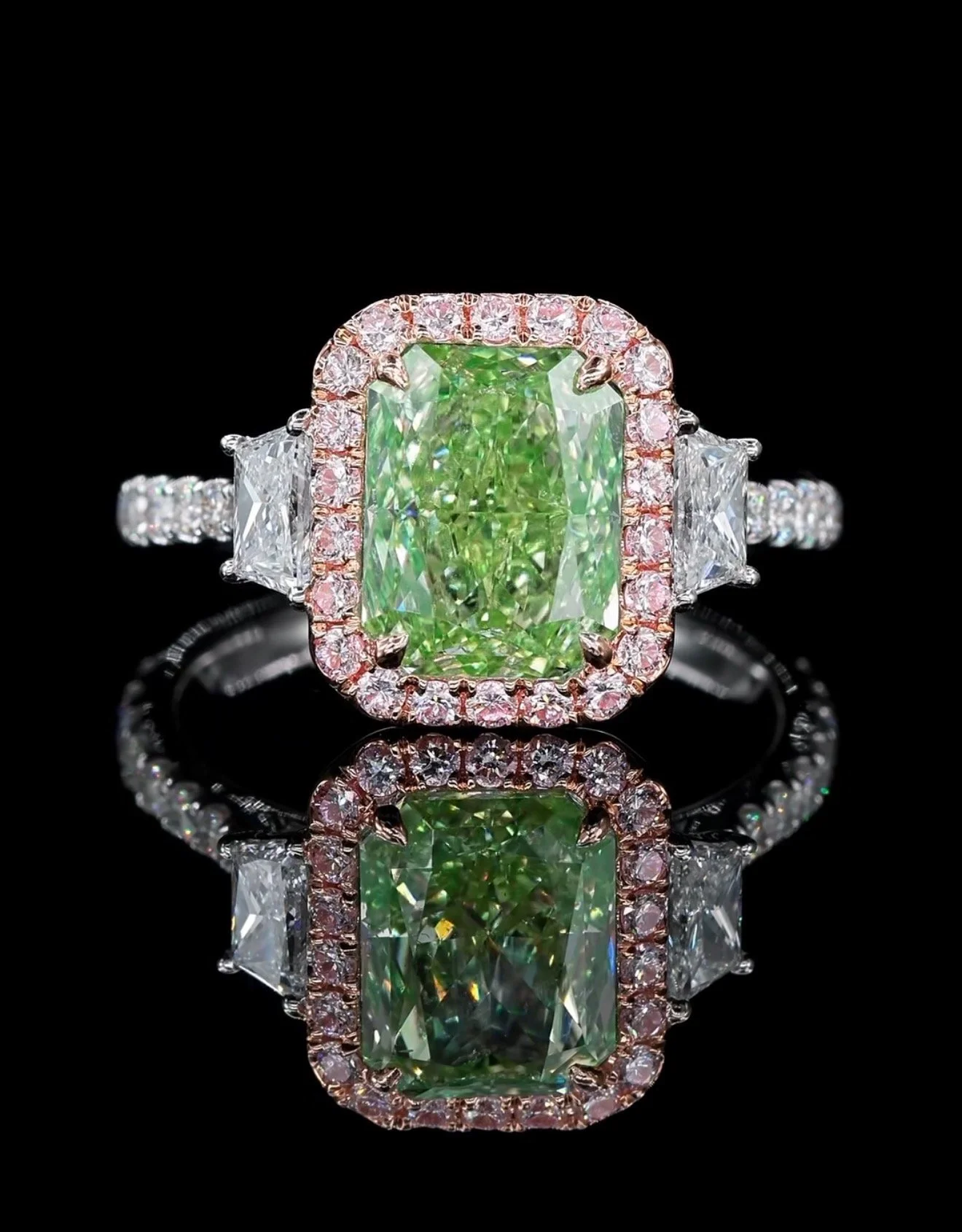 3.01ct Natural Radiant Green Diamond - Style # R9116