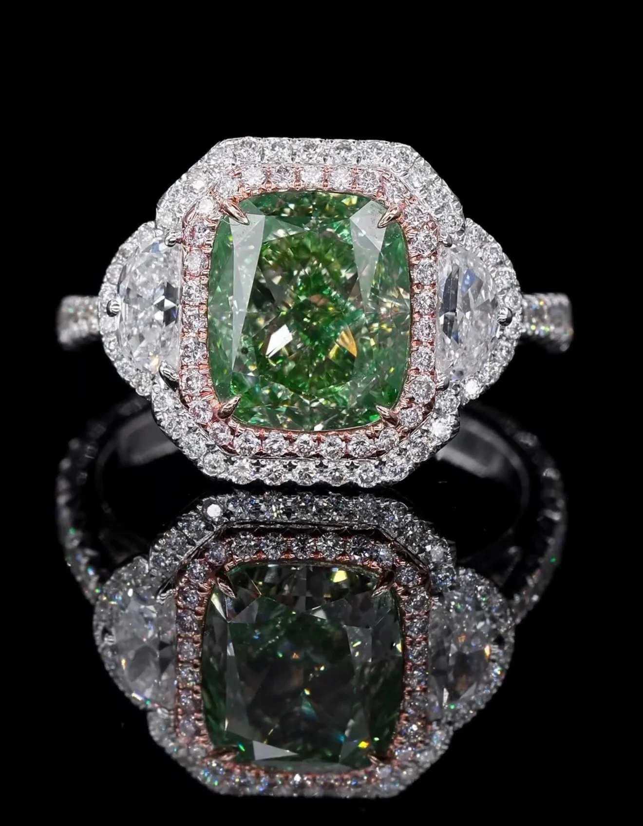 4.01ct Natural Cushion Green Diamond - Style #R9118