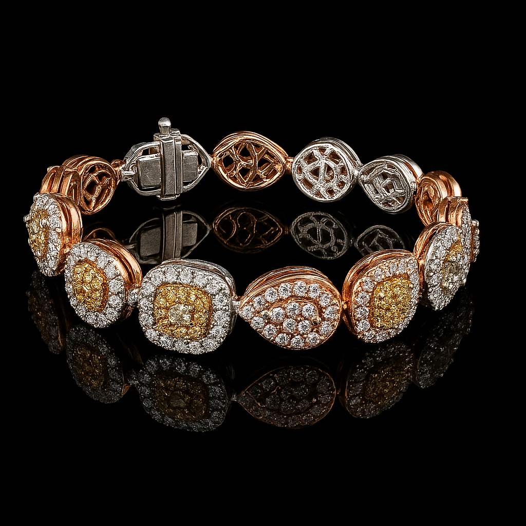 4.70cttw Natural Multicolor, Multi shapes Diamonds bracelet - Style #B9014