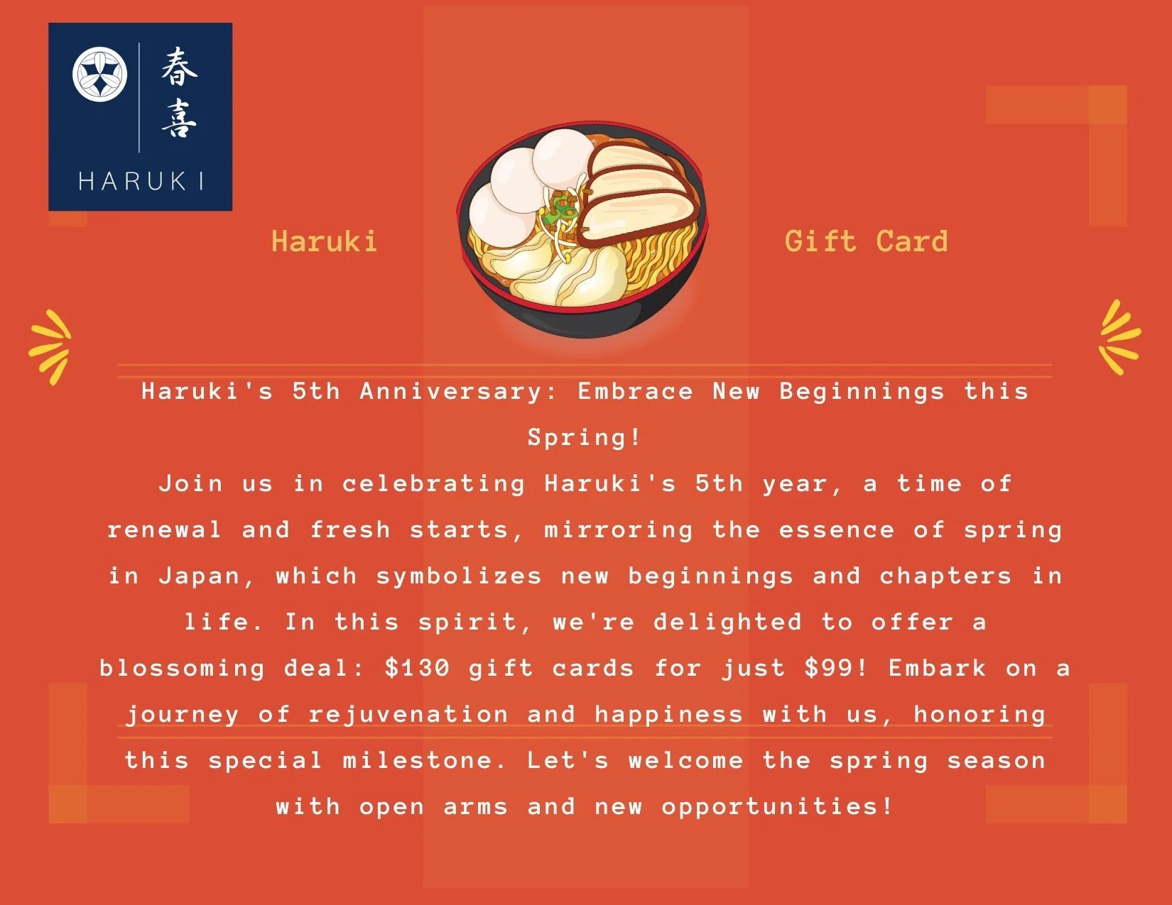 Haruki 5th Year Aniversery: Gift Card Promotion