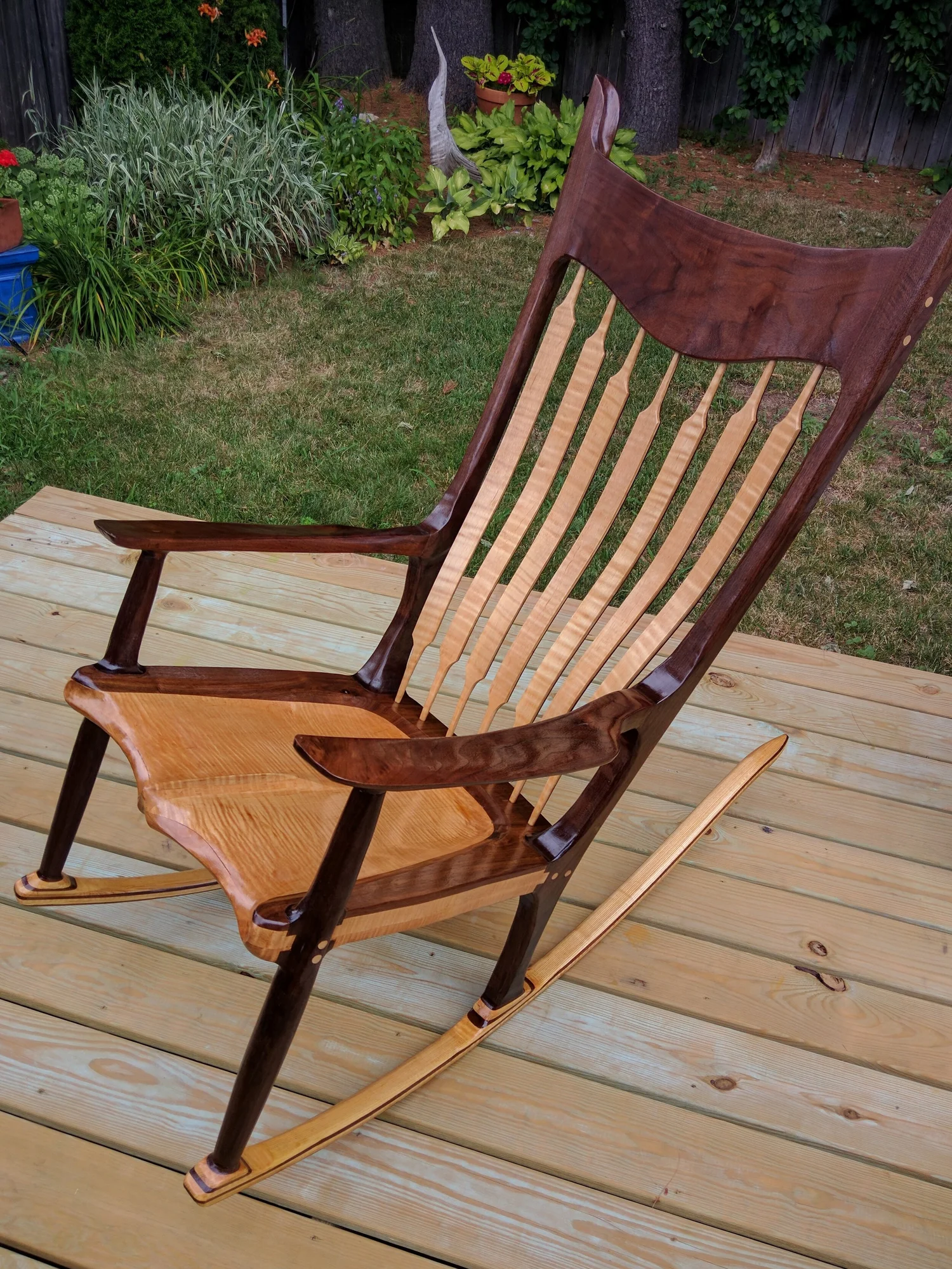 Rocking Chair Maloof Dining Chair 1990s Artisan-Made Spindle Back