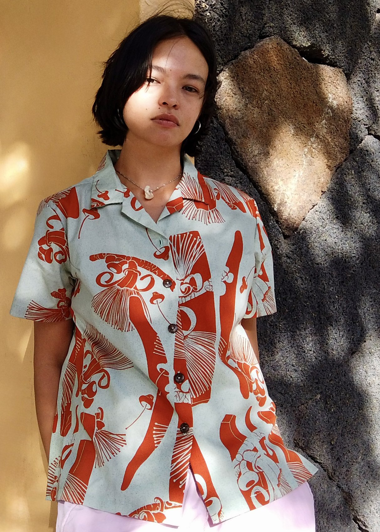 Women's Aloha Shirt - Bombax (Aqua)