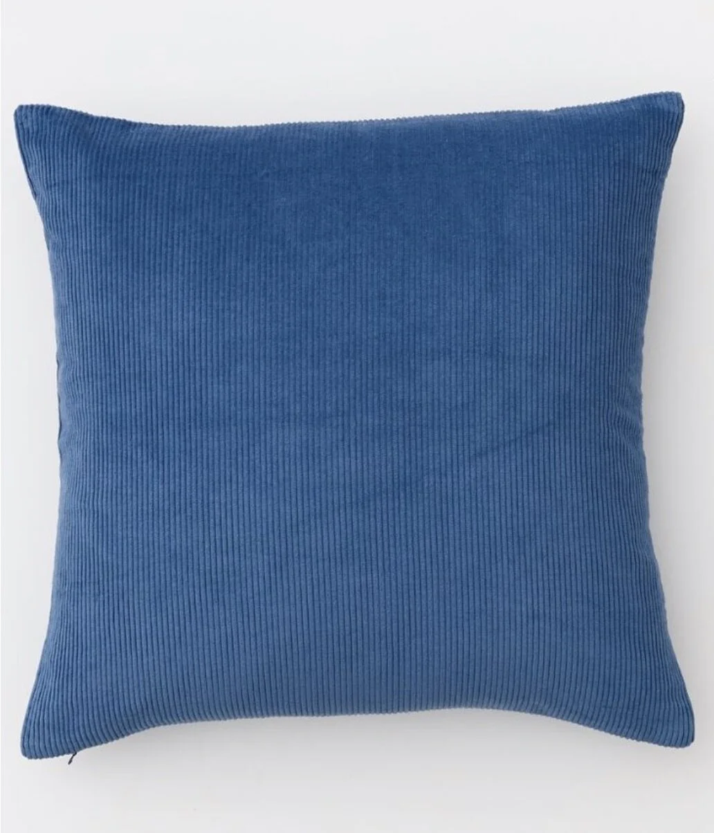 Organic cordroy cushion in blue